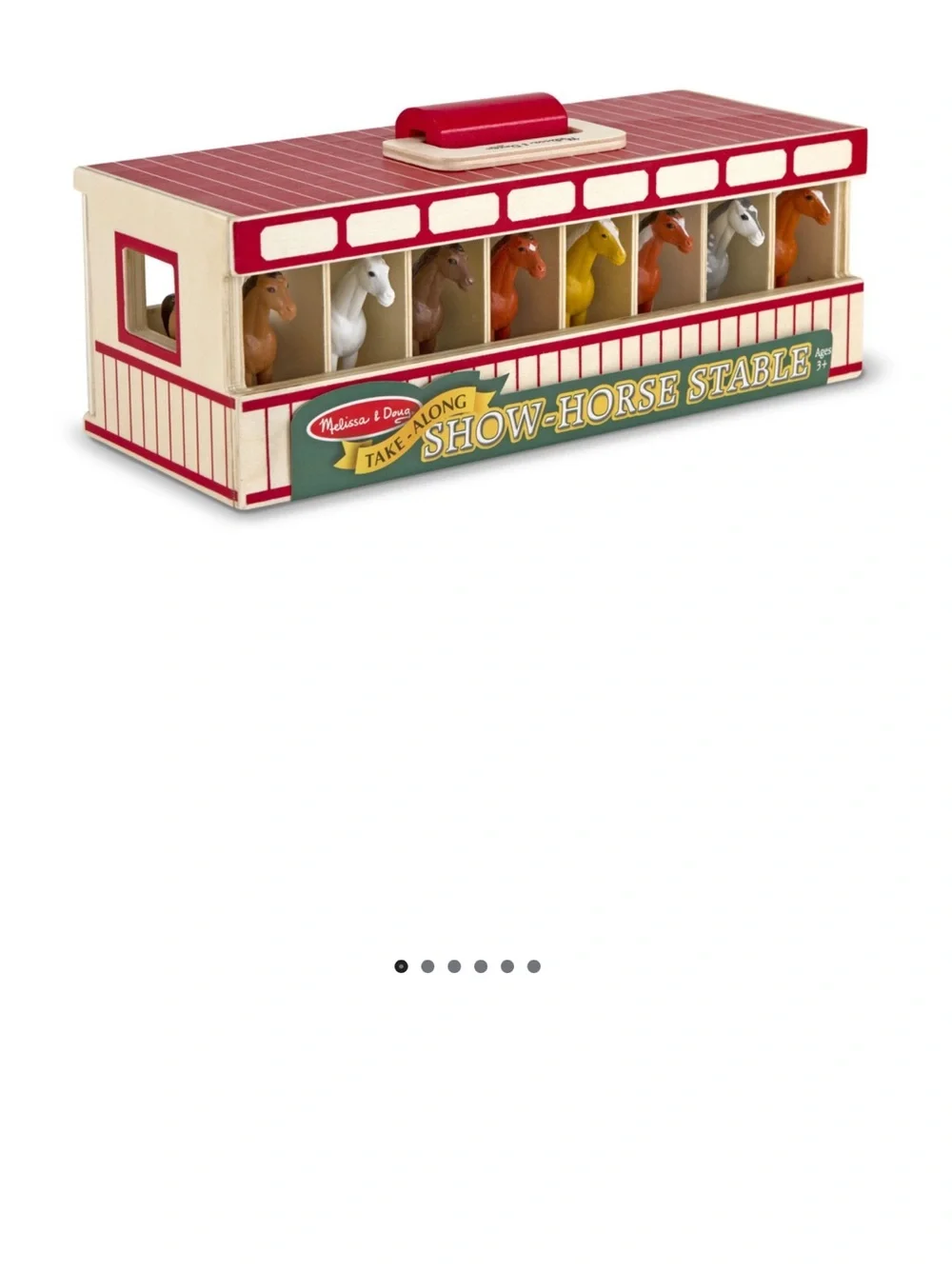 Melissa & Doug Wooden Horse Stable Playset in Cream and Red